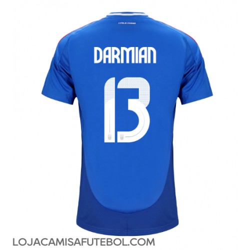 Camisa de Futebol Itália Matteo Darmian #13 Equipamento Principal Europeu 2024 Manga Curta